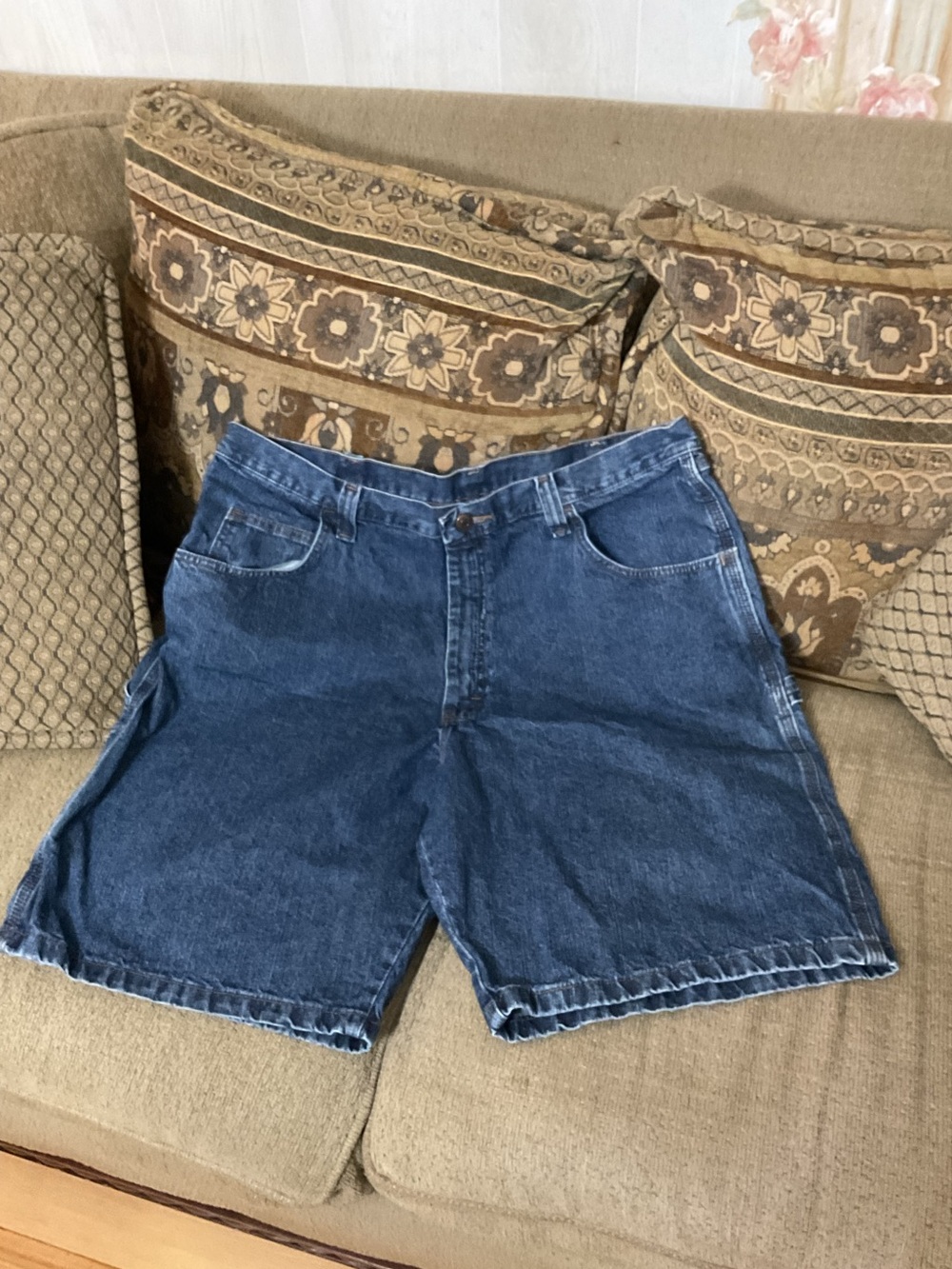 Wrangler Jean Shorts Mens 40 Blue Denim Western Cowboy Carpenter EUC